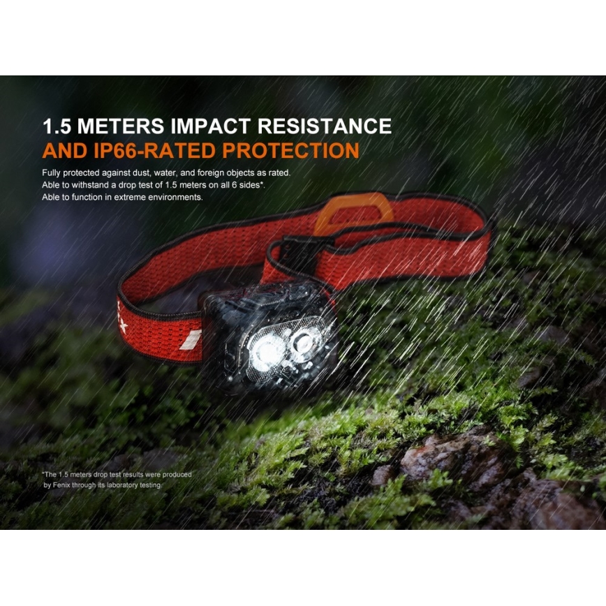 Fenix HL18RTV20WHT - LED  Pritemdomas įkraunamas galvos žibintas LED/USB IP66 800 blizgus 160 h balta/juoda