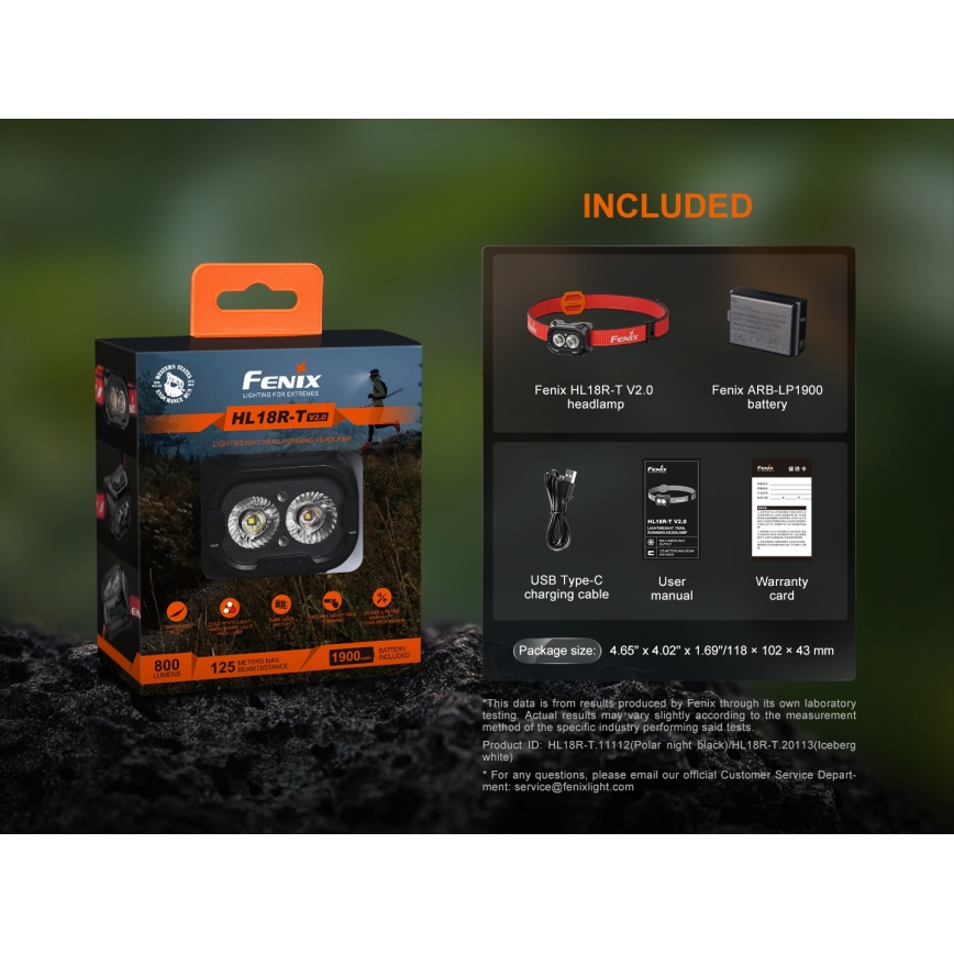 Fenix HL18RTV20WHT - LED  Pritemdomas įkraunamas galvos žibintas LED/USB IP66 800 blizgus 160 h balta/juoda