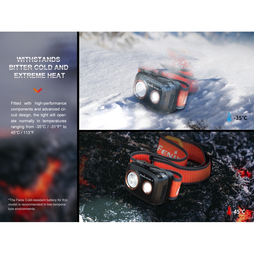 Fenix HL32RTRED - LED pakraunamas žibintuvėlis ant galvos LED/USB/3xAAA IP66 800 lm 300 h raudona/oranžinė
