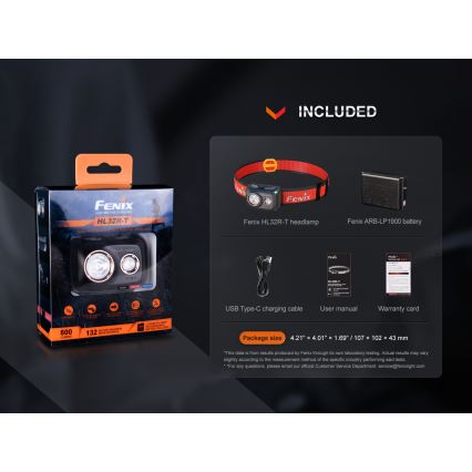 Fenix HL32RTRED - LED pakraunamas žibintuvėlis ant galvos LED/USB/3xAAA IP66 800 lm 300 h raudona/oranžinė