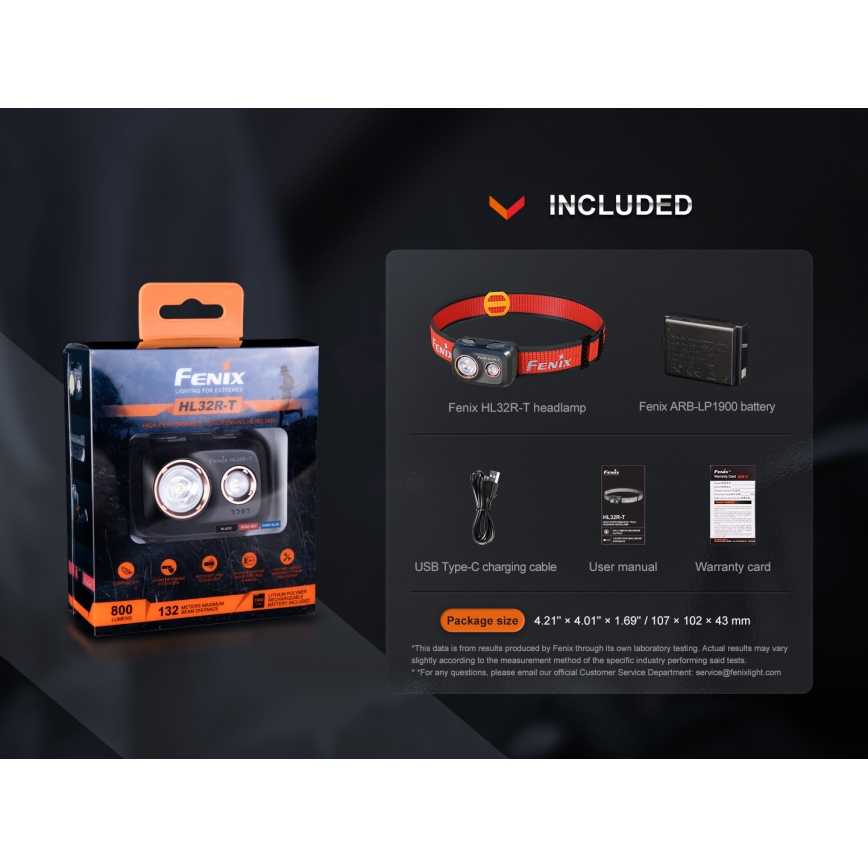 Fenix HL32RTRED - LED pakraunamas žibintuvėlis ant galvos LED/USB/3xAAA IP66 800 lm 300 h raudona/oranžinė