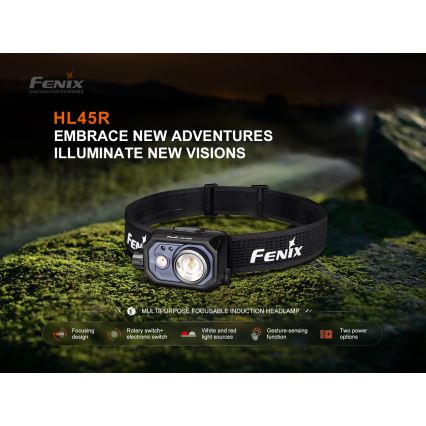 Fenix HL45R - LED Pritemdomas įkraunamas fokusavimo galvos žibintas LED/USB IP66 1000 blizgus 240 h juoda
