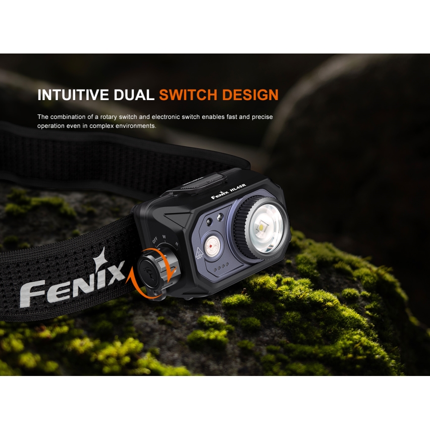 Fenix HL45R - LED Pritemdomas įkraunamas fokusavimo galvos žibintas LED/USB IP66 1000 blizgus 240 h juoda