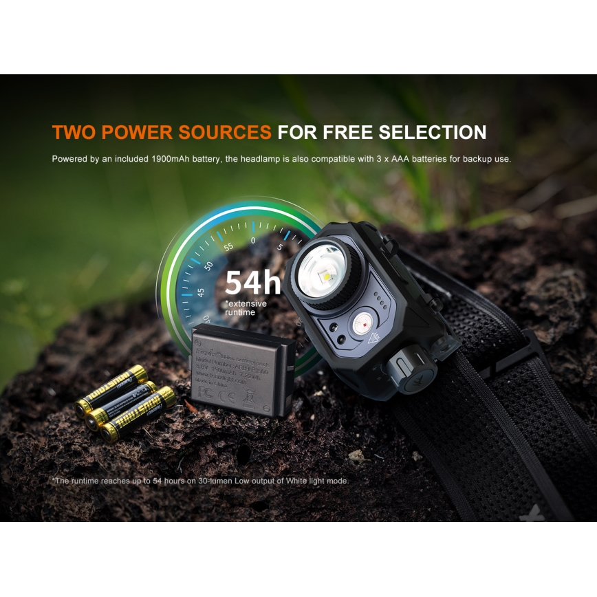Fenix HL45R - LED Pritemdomas įkraunamas fokusavimo galvos žibintas LED/USB IP66 1000 blizgus 240 h juoda