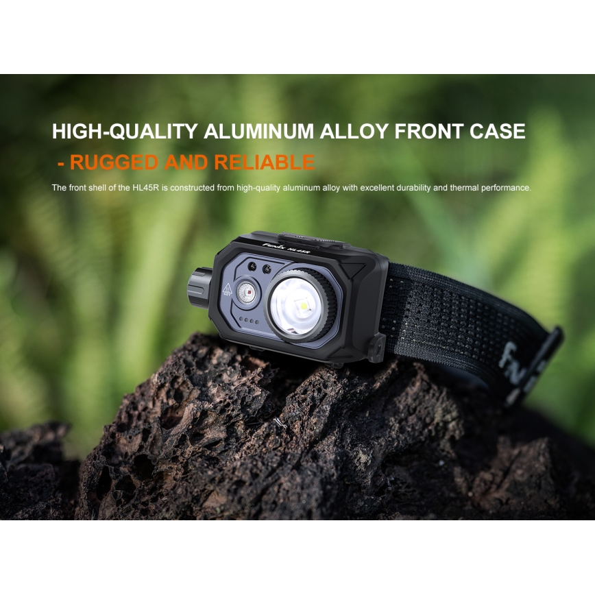 Fenix HL45R - LED Pritemdomas įkraunamas fokusavimo galvos žibintas LED/USB IP66 1000 blizgus 240 h juoda