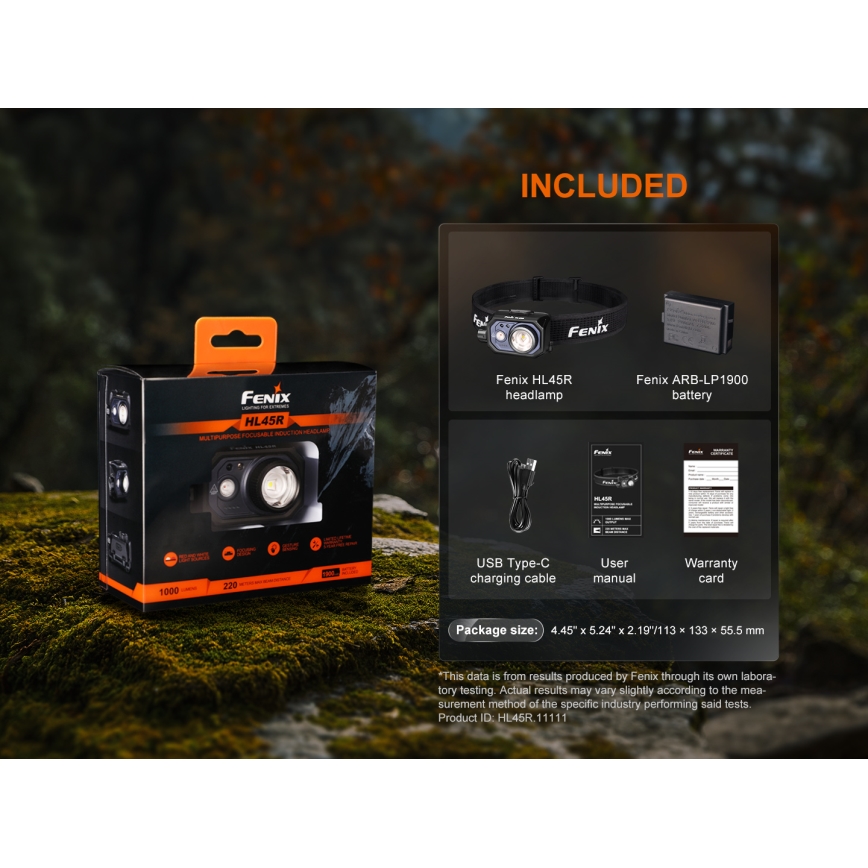 Fenix HL45R - LED Pritemdomas įkraunamas fokusavimo galvos žibintas LED/USB IP66 1000 blizgus 240 h juoda