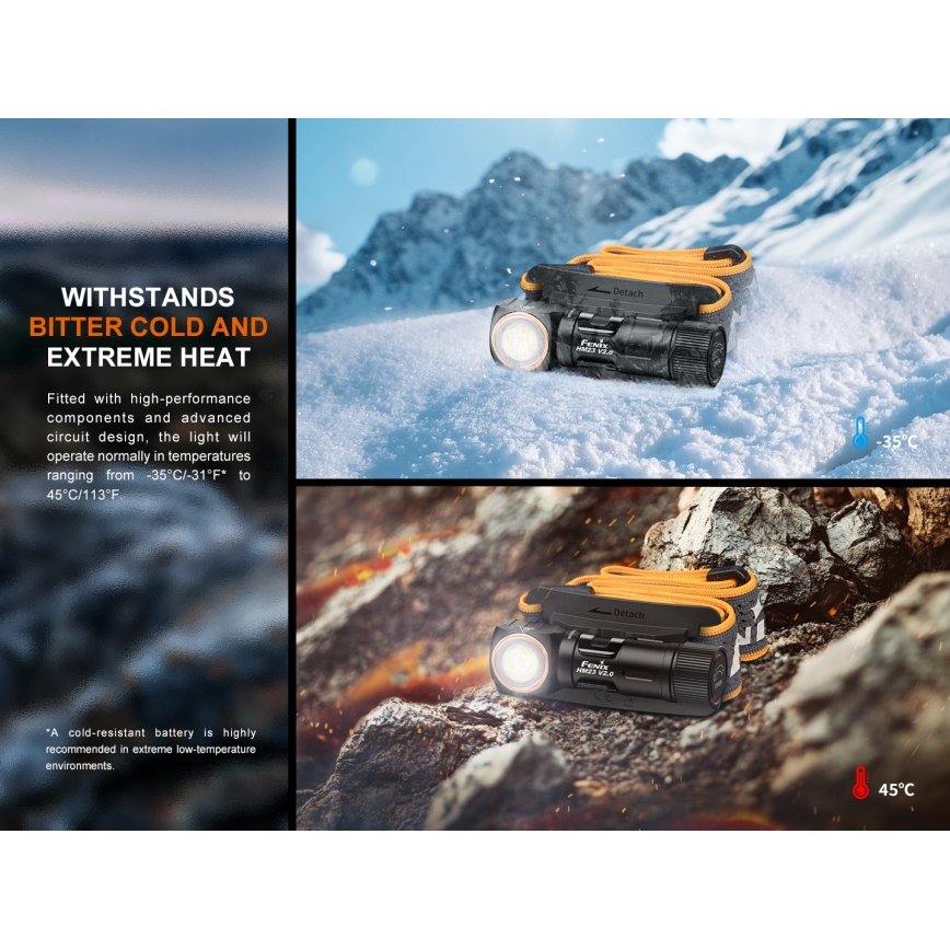 Fenix HM23V20 - LED pritemdomas galvos žibintas LED/1xAA IP68 300 lm 100 h