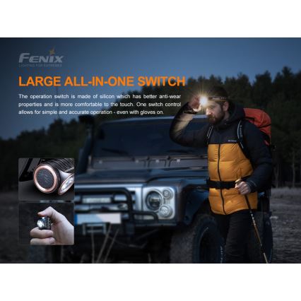 Fenix HM50RV20 - LED pakraunamas žibintuvėlis ant galvos 3xLED/USB/1xCR123A IP68 700 blizgus 120 h 700 mAh