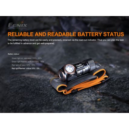 Fenix HM50RV20 - LED pakraunamas žibintuvėlis ant galvos 3xLED/USB/1xCR123A IP68 700 blizgus 120 h 700 mAh
