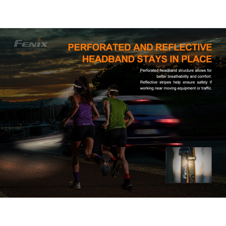 Fenix HM50RV20 - LED pakraunamas žibintuvėlis ant galvos 3xLED/USB/1xCR123A IP68 700 blizgus 120 h 700 mAh