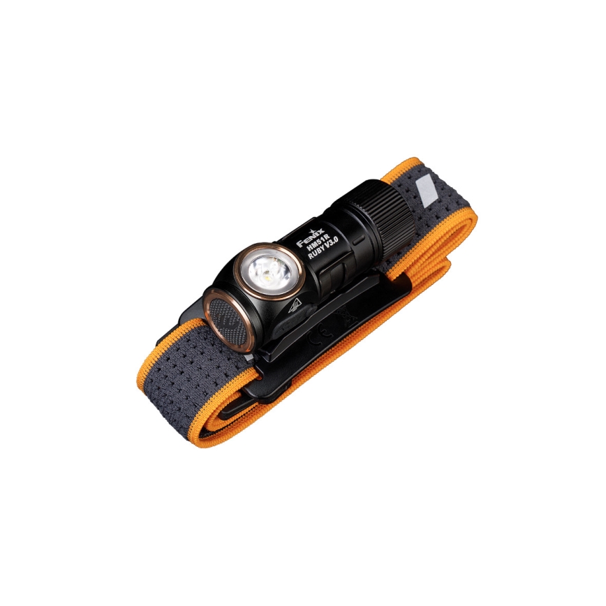 Fenix HM51RV30 - LED reguliuojamo ryškumo įkraunamas galvos žibintas LED/USB/1xCR123A 950 mAh IP68 860 lm 125 h oranžinė