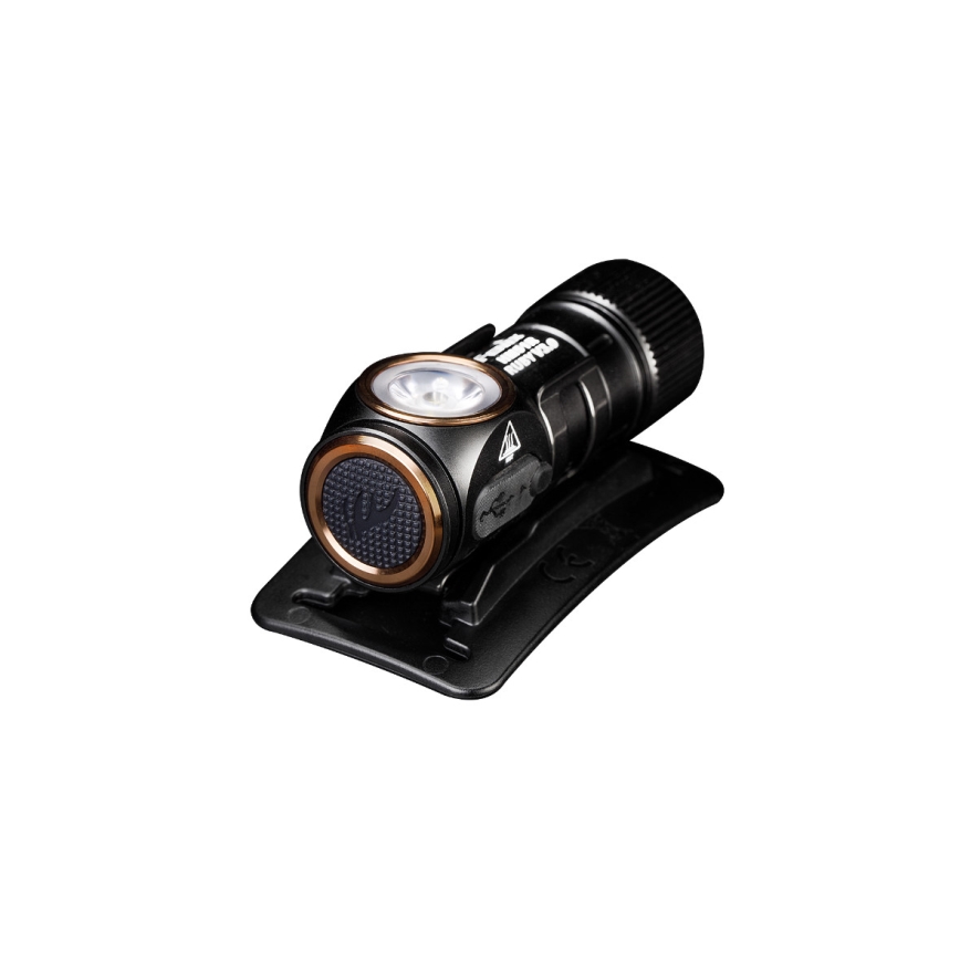 Fenix HM51RV30 - LED reguliuojamo ryškumo įkraunamas galvos žibintas LED/USB/1xCR123A 950 mAh IP68 860 lm 125 h oranžinė