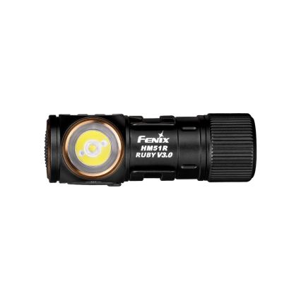 Fenix HM51RV30 - LED reguliuojamo ryškumo įkraunamas galvos žibintas LED/USB/1xCR123A 950 mAh IP68 860 lm 125 h oranžinė