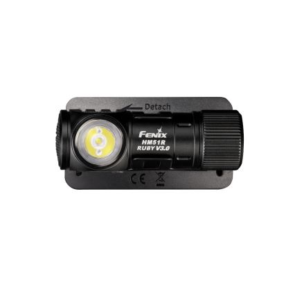 Fenix HM51RV3ABL - LED įkraunamas galvos žibintas su reguliuojamu ryškumu LED/USB/1xCR123A 950 mAh IP68 860 lm 125 h juodas