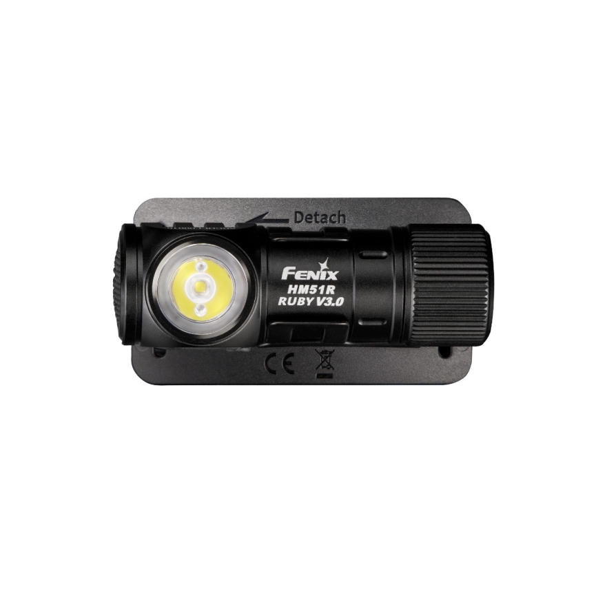 Fenix HM51RV3ABL - LED įkraunamas galvos žibintas su reguliuojamu ryškumu LED/USB/1xCR123A 950 mAh IP68 860 lm 125 h juodas