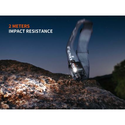 Fenix HM55RABL - LED įkraunamas galvos žibintas su reguliuojamu ryškumu LED/USB/1xCR123A 1600 mAh IP68 1200 lm 141,2 h juodas
