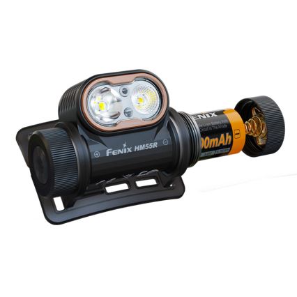 Fenix HM55RABL - LED įkraunamas galvos žibintas su reguliuojamu ryškumu LED/USB/1xCR123A 1600 mAh IP68 1200 lm 141,2 h juodas