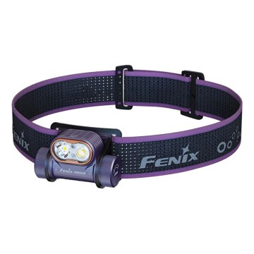 Fenix HM55RPRP - įkraunamas LED galvos žibintas su reguliuojamu ryškumu LED/USB/1xCR123A 1600 mAh IP68 1200 lm 141,2 h violetinė/juoda
