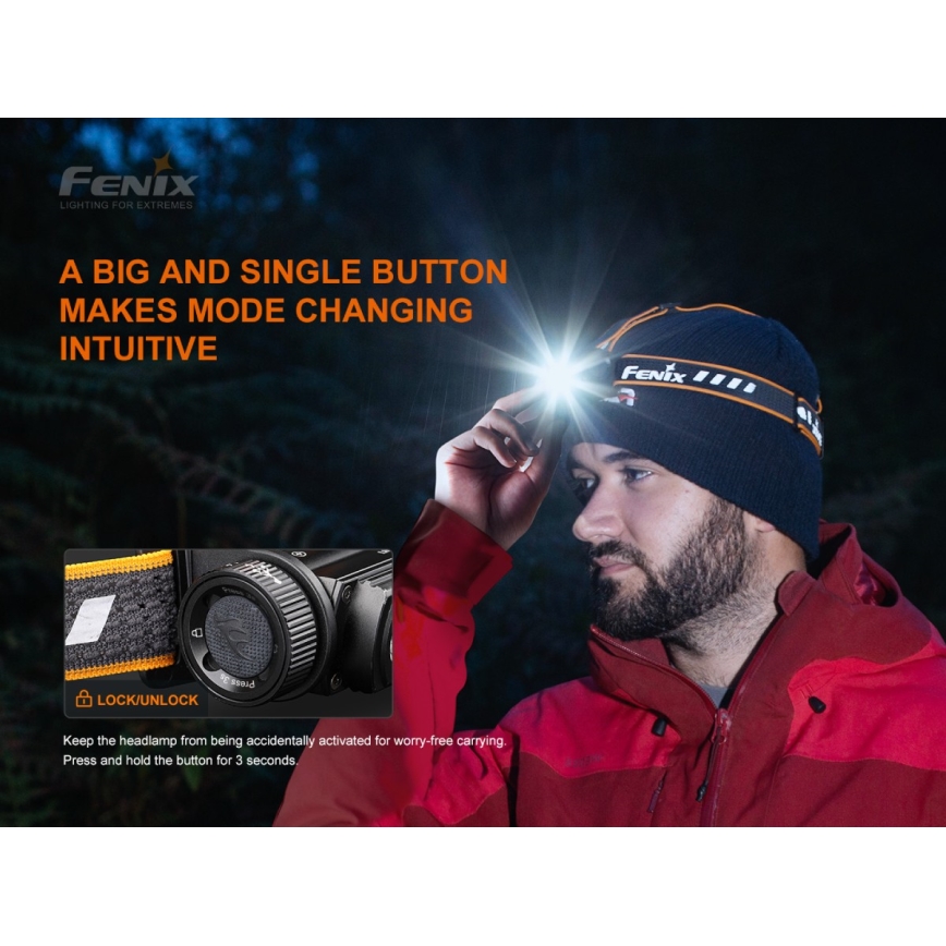 Fenix HM60R - LED Pritemdomas įkraunamas galvos žibintas 4xLED/USB/2xCR123A IP68 1300 blizgus 300 h 3400 mAh