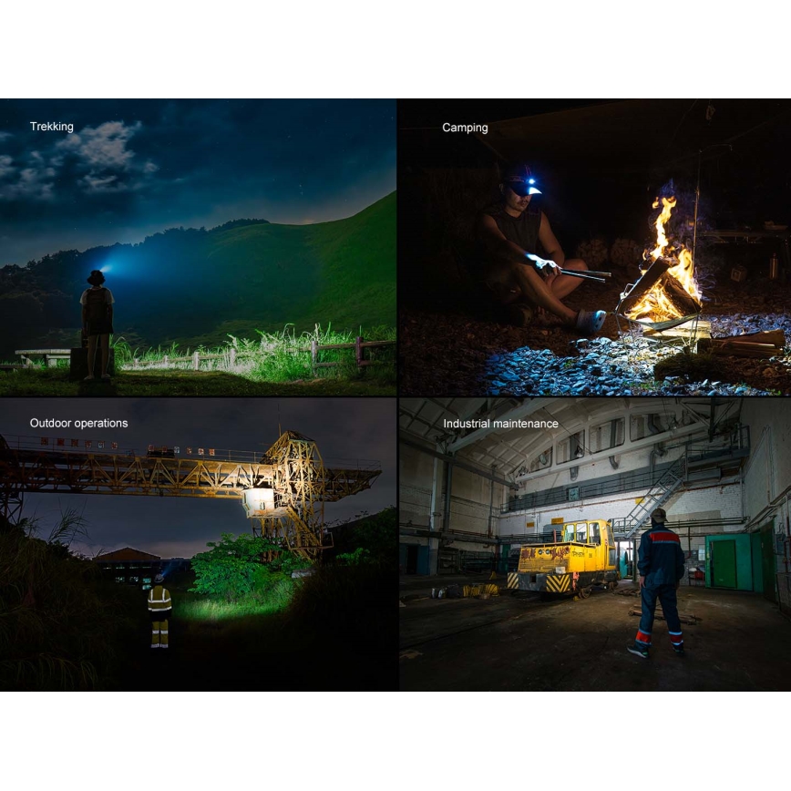 Fenix HM60RV20 - LED reguliuojamo ryškumo įkraunamas galvos žibintas LED/USB 4000 mAh IP68 1600 lm 292 val. oranžinis