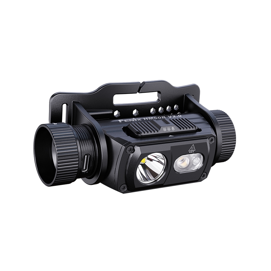 Fenix HM60RV20 - LED reguliuojamo ryškumo įkraunamas galvos žibintas LED/USB 4000 mAh IP68 1600 lm 292 val. oranžinis