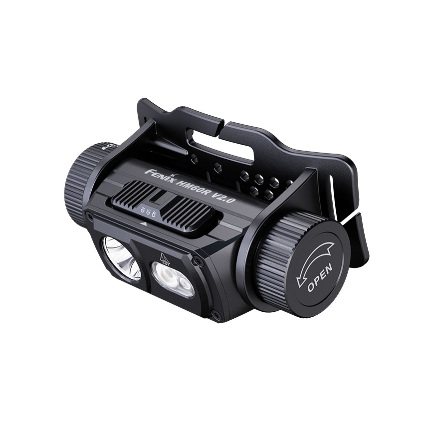 Fenix HM60RV20 - LED reguliuojamo ryškumo įkraunamas galvos žibintas LED/USB 4000 mAh IP68 1600 lm 292 val. oranžinis