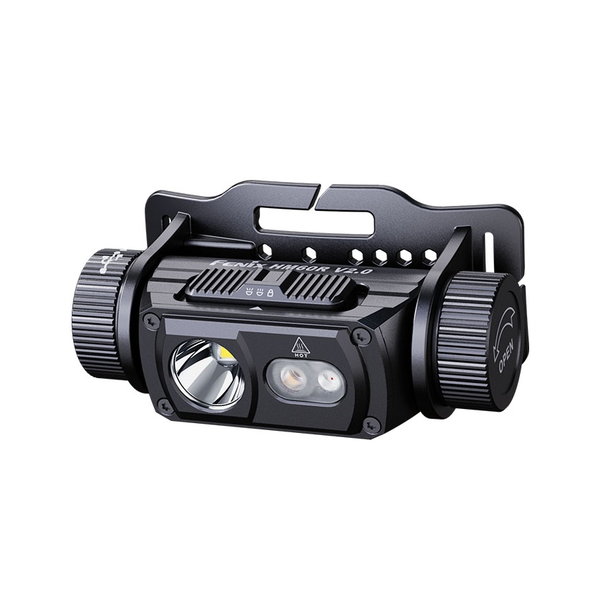 Fenix HM60RV20 - LED reguliuojamo ryškumo įkraunamas galvos žibintas LED/USB 4000 mAh IP68 1600 lm 292 val. oranžinis