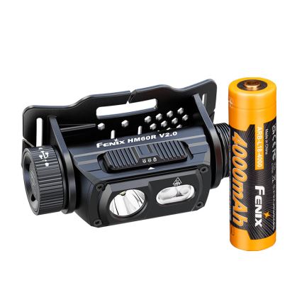 Fenix HM60RV20 - LED reguliuojamo ryškumo įkraunamas galvos žibintas LED/USB 4000 mAh IP68 1600 lm 292 val. oranžinis