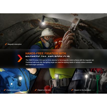 Fenix HM61RV20 - LED pakraunamas žibintuvėlis ant galvos LED/USB/2xCR123A IP68 1600 lm 300 h 3400 mAh