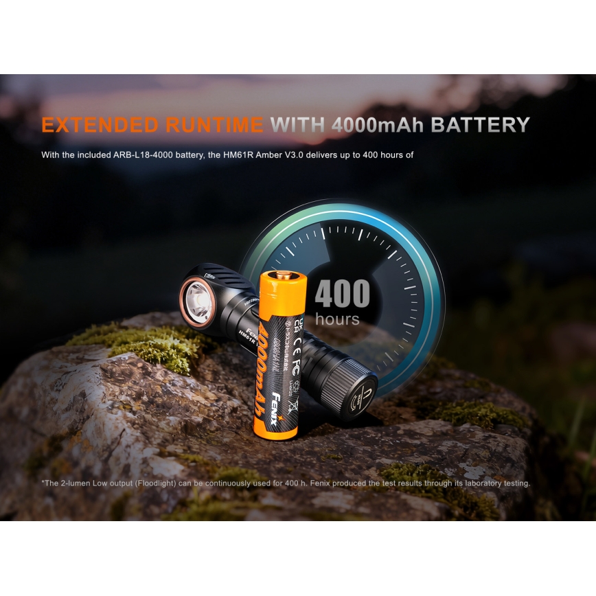 Fenix HM61RV30 - LED reguliuojamas įkraunamas galvos žibintas LED/USB/1xCR123A 4000 mAh IP68 1800 lm 400 h juodas