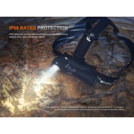 Fenix HM61RV30 - LED reguliuojamas įkraunamas galvos žibintas LED/USB/1xCR123A 4000 mAh IP68 1800 lm 400 h juodas