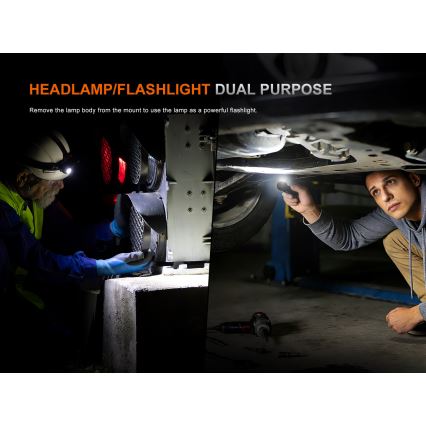 Fenix HM61RV30 - LED reguliuojamas įkraunamas galvos žibintas LED/USB/1xCR123A 4000 mAh IP68 1800 lm 400 h juodas