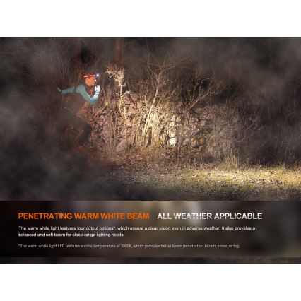 Fenix HM65RTV20PRP - LED Pritemdomas įkraunamas galvos žibintas LED/USB/2xCR123A IP68 1600 lm 300h 3400 mAh juoda/violetinė