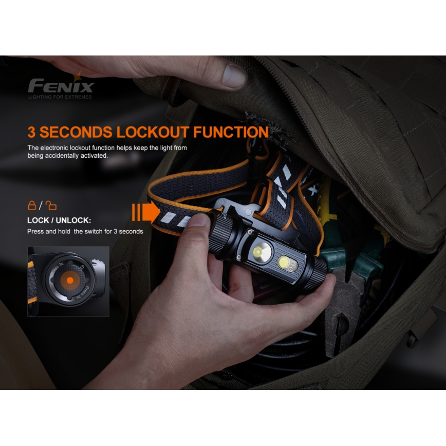 Fenix HM70R - LED pakraunamas žibintuvėlis ant galvos 4xLED/1x21700 IP68 1600 blizgus 800 h 5000 mAh