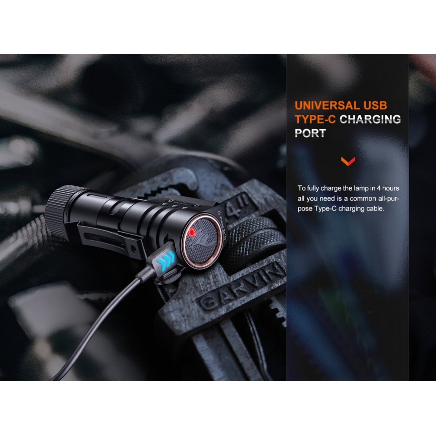 Fenix HM71R - LED pakraunamas žibintuvėlis ant galvos LED/USB IP68 2700 blizgus 400 h 5000 mAh