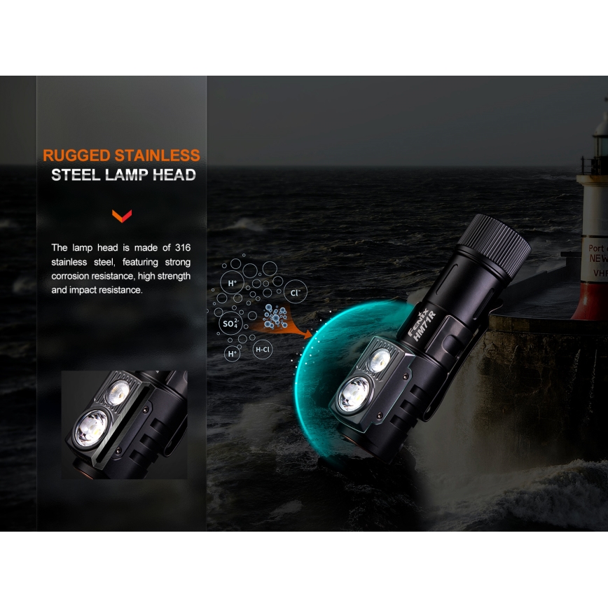 Fenix HM71R - LED pakraunamas žibintuvėlis ant galvos LED/USB IP68 2700 blizgus 400 h 5000 mAh