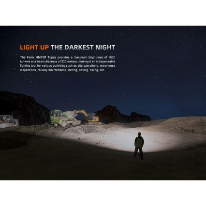 Fenix HM75RTOPAZ - LED Pritemdomas įkraunamas galvos žibintas LED/USB IP68 1600 blizgus 210 h 4000 mAh