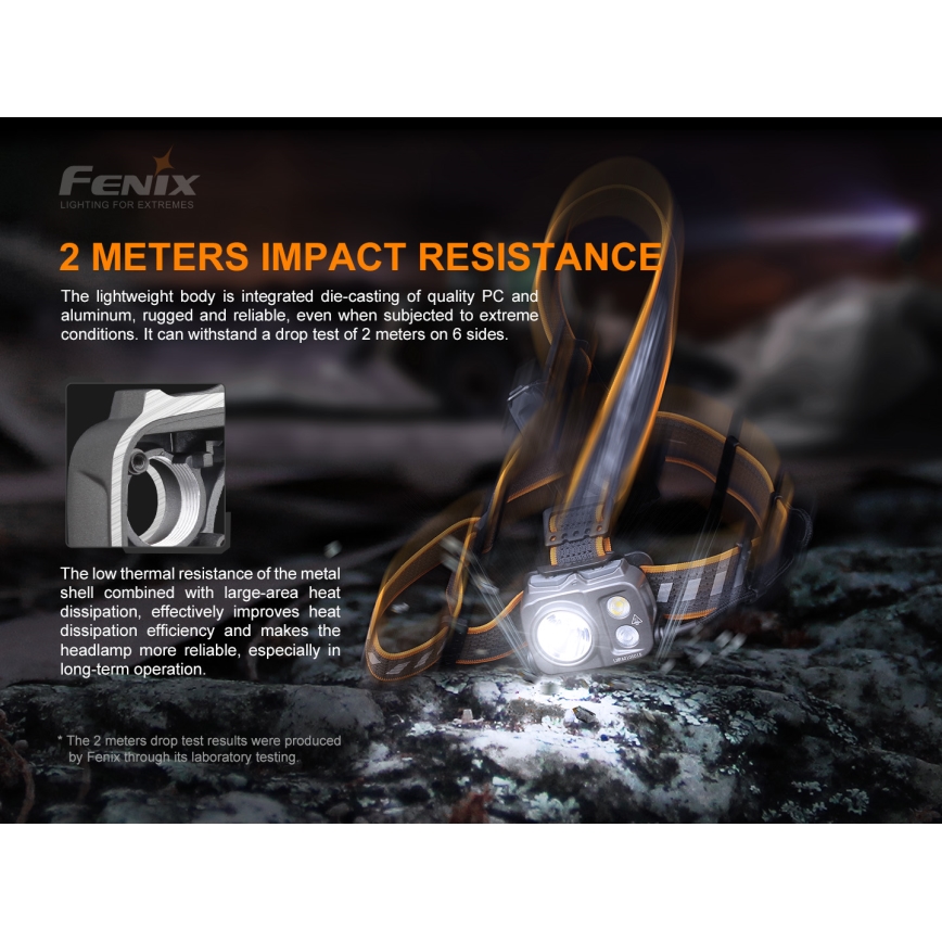 Fenix HP16R1250 - LED pakraunamas žibintuvėlis ant galvos 3xLED/USB 4xAA IP66 1250 lm 600 h 3000 mAh