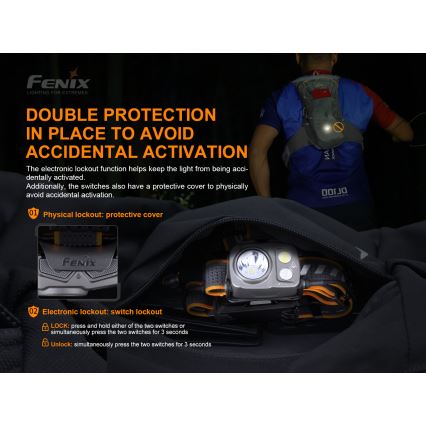 Fenix HP16R1250 - LED pakraunamas žibintuvėlis ant galvos 3xLED/USB 4xAA IP66 1250 lm 600 h 3000 mAh