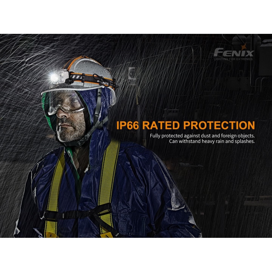 Fenix HP16R1250 - LED pakraunamas žibintuvėlis ant galvos 3xLED/USB 4xAA IP66 1250 lm 600 h 3000 mAh