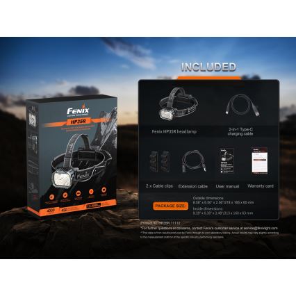 Fenix HP35R - reguliuojamas įkraunamas LED galvos žibintas LED/USB 5000 mAh IP66 4000 lm 500 h juodas