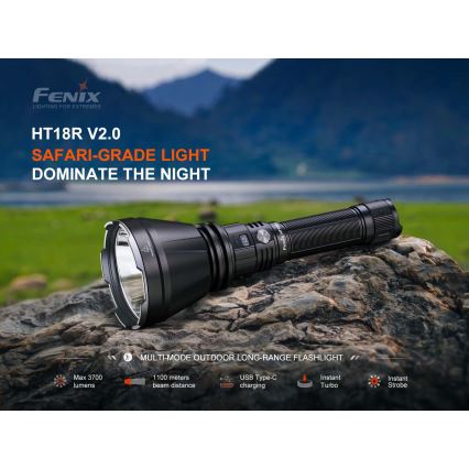 Fenix HT18RV20 - įkraunamas LED žibintuvėlis su reguliuojamu ryškumu LED/USB 6000 mAh IP68 3700 lm 87 h juodas
