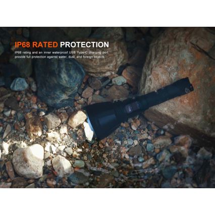 Fenix HT18RV20 - įkraunamas LED žibintuvėlis su reguliuojamu ryškumu LED/USB 6000 mAh IP68 3700 lm 87 h juodas