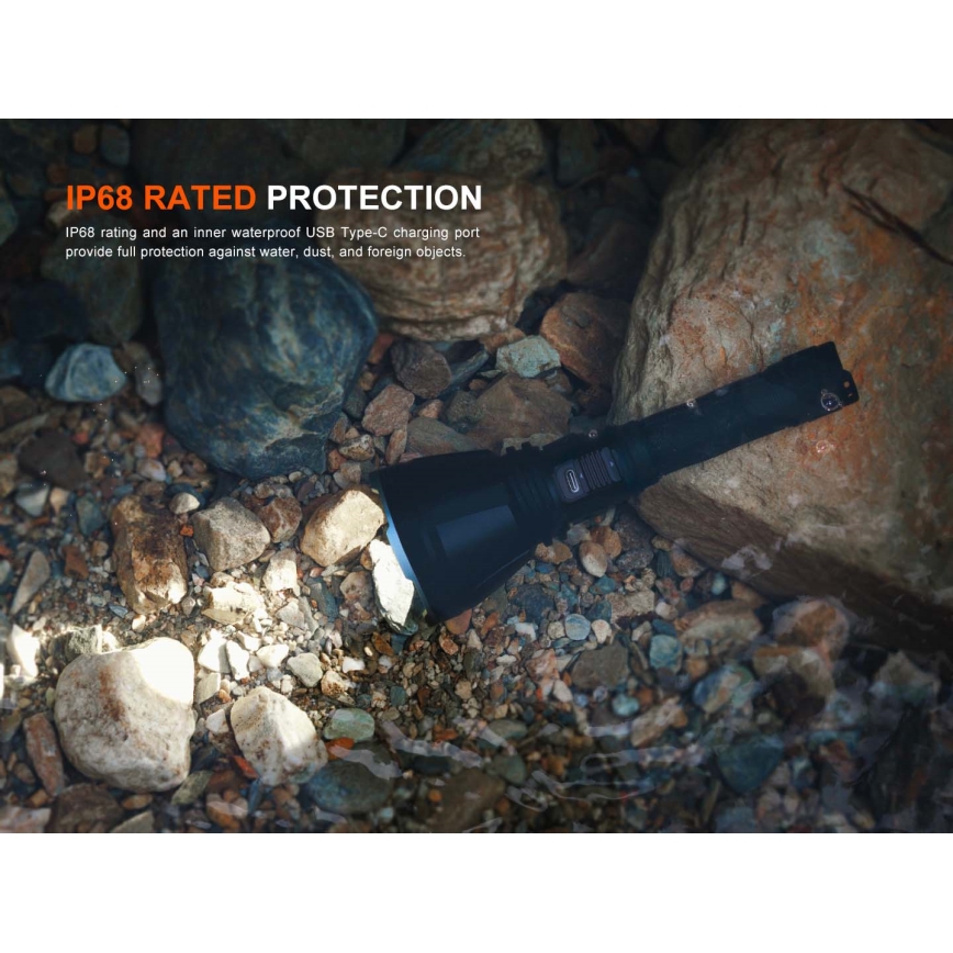 Fenix HT18RV20 - įkraunamas LED žibintuvėlis su reguliuojamu ryškumu LED/USB 6000 mAh IP68 3700 lm 87 h juodas