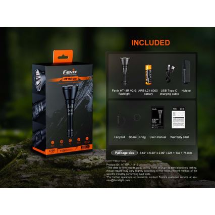 Fenix HT18RV20 - įkraunamas LED žibintuvėlis su reguliuojamu ryškumu LED/USB 6000 mAh IP68 3700 lm 87 h juodas