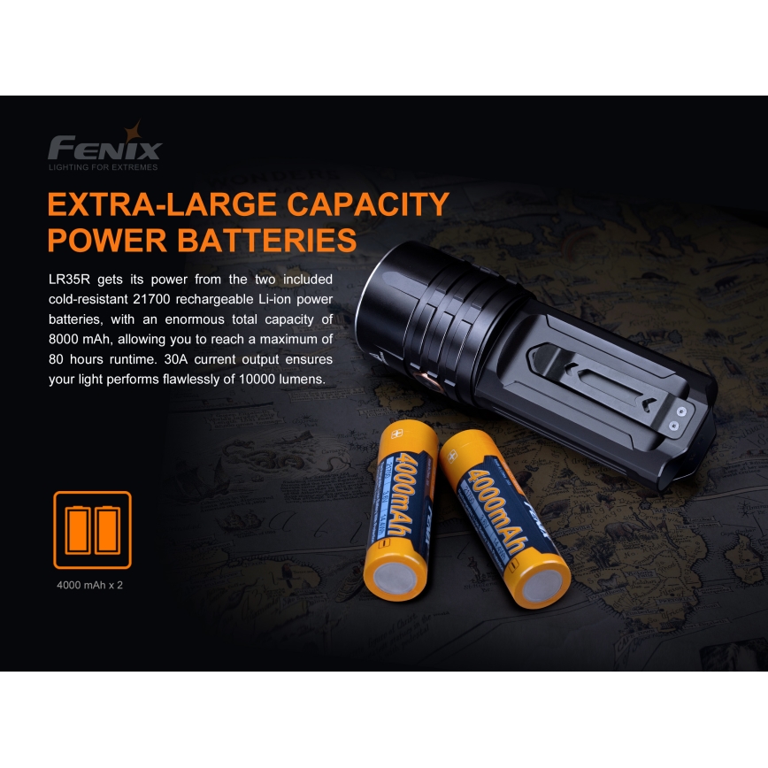Fenix LR35R - LED Įkraunamas žibintuvėlis 6xLED/2x21700 4000 mAh IP68 10000 lm 80 val