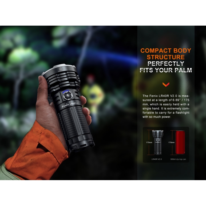 Fenix LR40RV20 - LED pakraunamas žibintuvėlis LED/USB IP68 15000 blizgus 177 h 5000 mAh