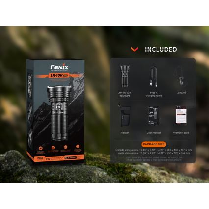 Fenix LR40RV20 - LED pakraunamas žibintuvėlis LED/USB IP68 15000 blizgus 177 h 5000 mAh