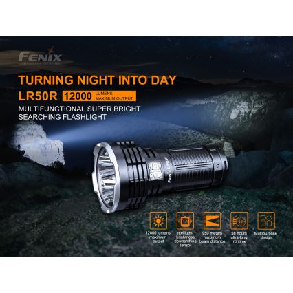 Fenix LR50R - LED Įkraunamas žibintuvėlis4xLED/USB IP68 12000 lm 58 valandos