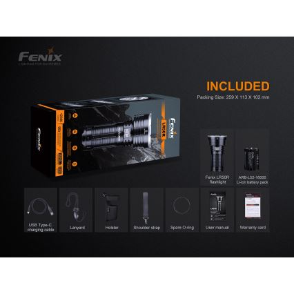 Fenix LR50R - LED Įkraunamas žibintuvėlis4xLED/USB IP68 12000 lm 58 valandos